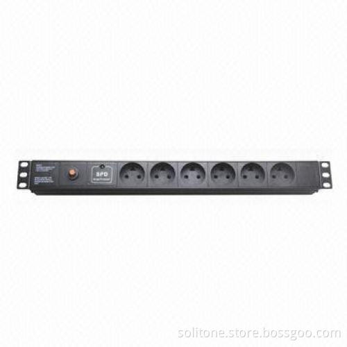 Power Distribution Units, Denmark Plug Socket, 6-way Socket, 13A, 19-inch Network Cabinet, Size 1U